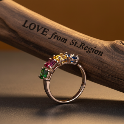 Crystal & 18K Rose Gold-Plated Blue Princess-Cut Ring - Street Region