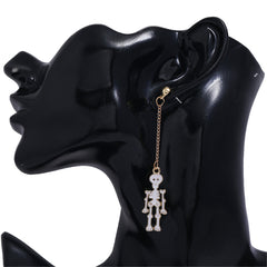 White Enamel & 18K Gold-Plated Skeleton Mismatching Drop Earrings