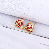 Red Cubic Zirconia & 18k Gold-Plated Stud Earrings