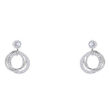 Cubic Zirconia & Silver-Plated Multi-Circle Stud Earrings
