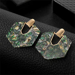 Green Acrylic & 18K Gold-Plated Hexagon Catch Drop Earrings