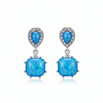 Blue Opal & Cubic Zirconia Drop Earrings - Street Region