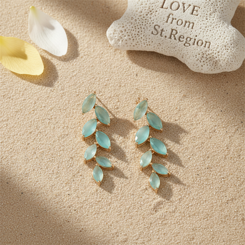 Green Crystal & 18K Gold-Plated Leaves Drop Earrings - Street Region