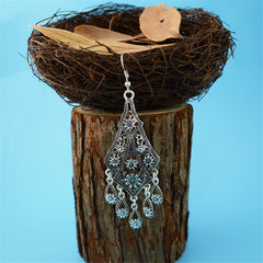 Silver-Plated Engraving Hollow Drop Earrings