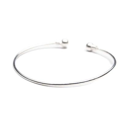 Silver-Plated Bead Bypass Arm Cuff, elegant gift for her, side view