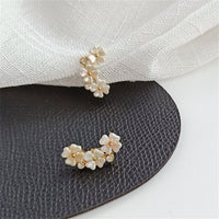 White Acrylic & Cubic Zirconia 18k Gold-Plated Floral Stud Earrings