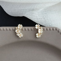 White Acrylic & Cubic Zirconia 18k Gold-Plated Floral Stud Earrings
