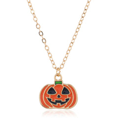 Orange Enamel & 18K Gold-Plated Pumpkin Drop Earrings & Pendant Necklace Set