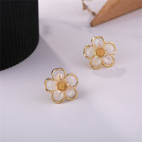 Acrylic & 18k Gold-Plated Flower Stud Earrings