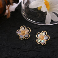 Acrylic & 18k Gold-Plated Flower Stud Earrings