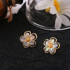 Acrylic & 18K Gold-Plated Flower Stud Earrings