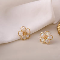 Acrylic & 18k Gold-Plated Flower Stud Earrings