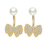 White Pearl & Cubic Zirconia 18k Gold-Plated Butterfly Ear Jackets
