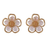 White Acrylic & 18k Gold-Plated Floral Stud Earrings