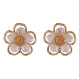 White Acrylic & 18k Gold-Plated Floral Stud Earrings