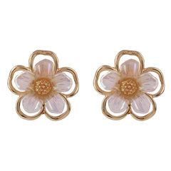 Acrylic & 18K Gold-Plated Flower Stud Earrings