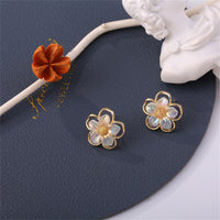 Acrylic & 18k Gold-Plated Flower Stud Earrings