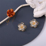 Acrylic & 18k Gold-Plated Flower Stud Earrings