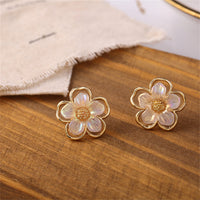 Acrylic & 18k Gold-Plated Flower Stud Earrings