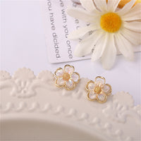Acrylic & 18k Gold-Plated Flower Stud Earrings