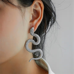 Silver-Plated Snake Drop Earrings