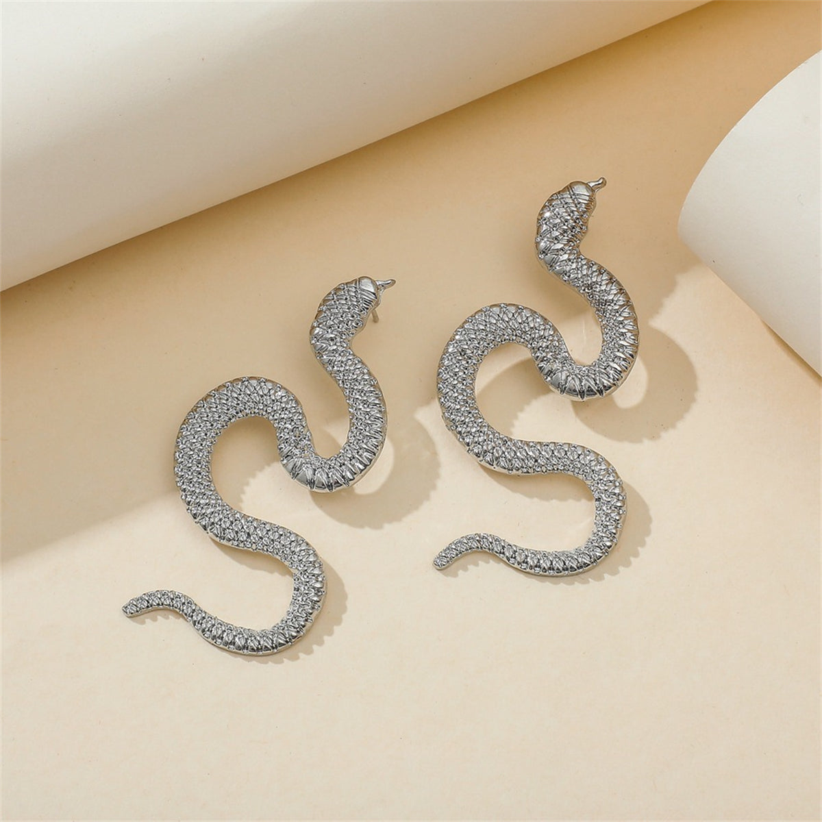 Silver-Plated Snake Drop Earrings