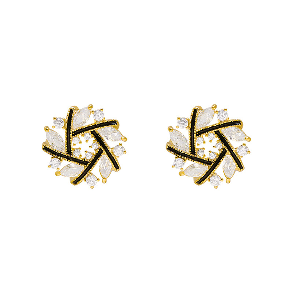 Cubic Zirconia & 18K Gold-Plated Spiral Stud Earrings