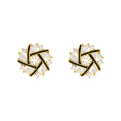 Cubic Zirconia & 18K Gold-Plated Spiral Stud Earrings