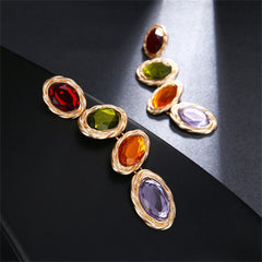 Colored Crystal & 18K Gold-Plated Oval Twist Drop Earrings