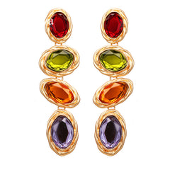 Colored Crystal & 18K Gold-Plated Oval Twist Drop Earrings