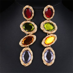 Colored Crystal & 18K Gold-Plated Oval Twist Drop Earrings