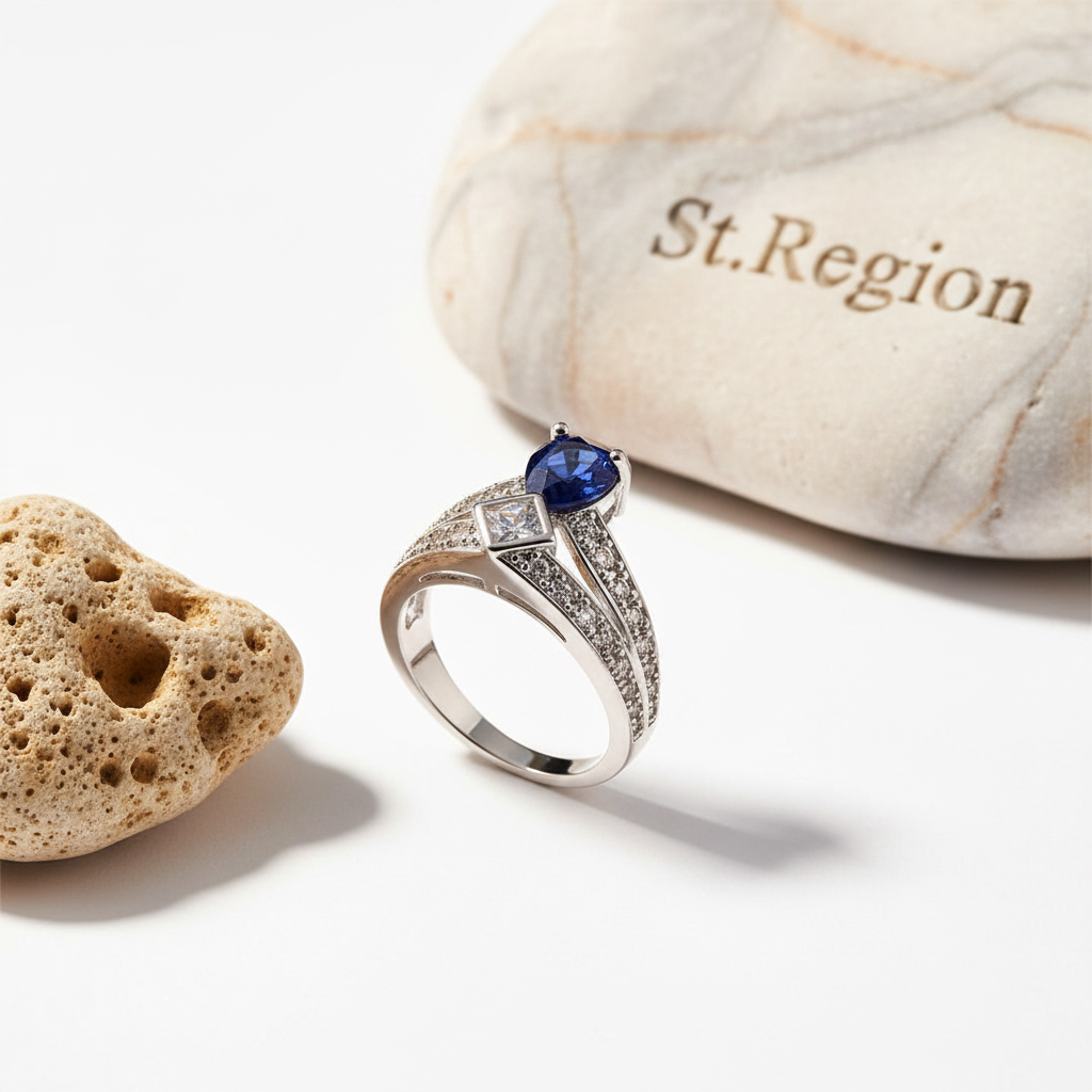 Cubic Zirconia & Navy Crystal Pear Ring - Street Region