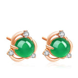 Green Jade & Cubic Zirconia 18K Gold-Plated Stud Earrings