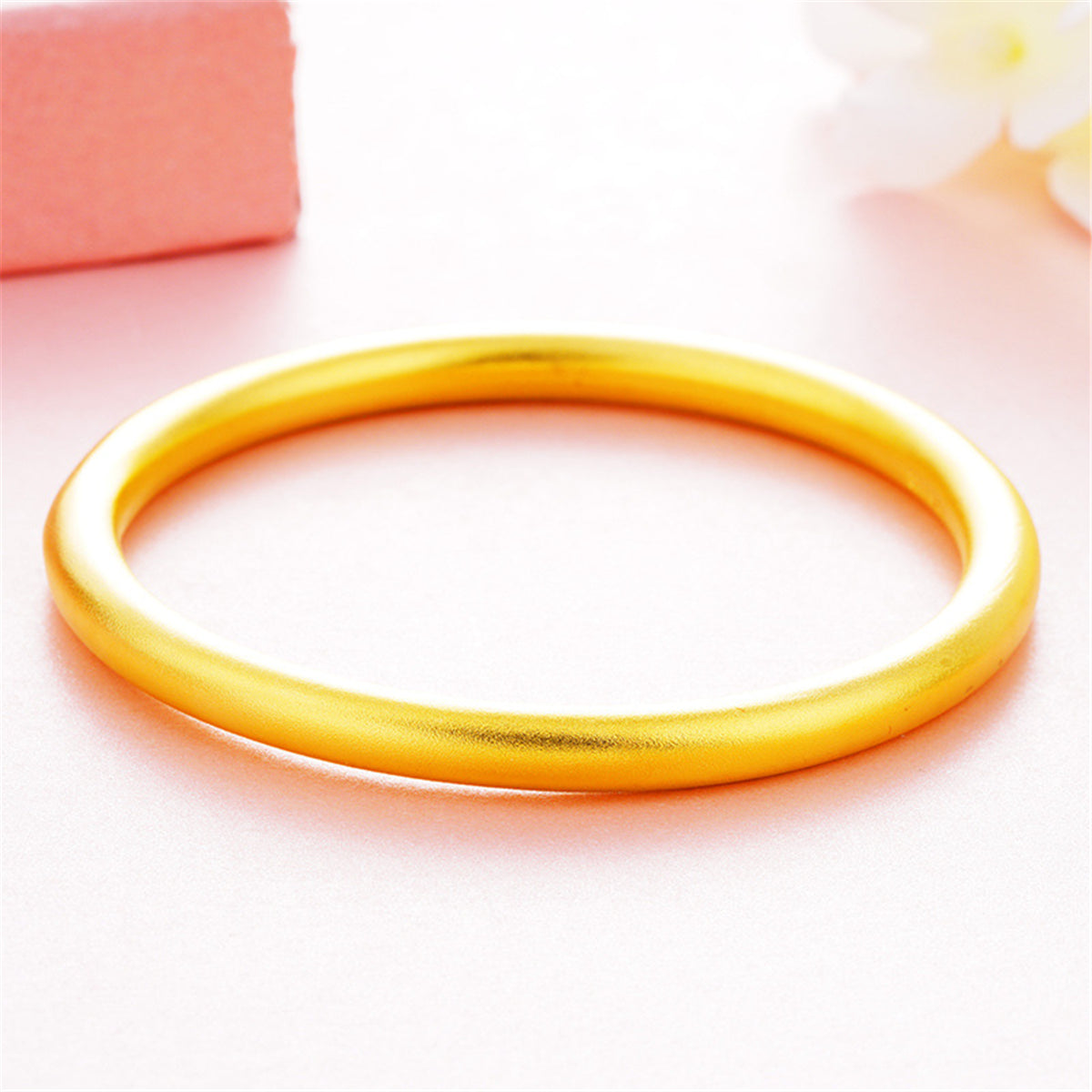 18K Gold-Plated Frosted Bangle, gold bangle bracelet, everyday style, detail close-up