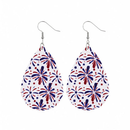 White and Blue Polystyrene Fireworks Teardrop Drop Earrings, drop earrings for women, elegant gift for her, side view