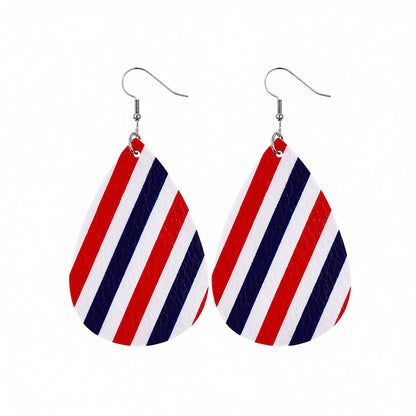 Red and Blue Polystyrene Stripe Teardrop Drop Earrings, drop earrings for women, elegant gift for her, side view