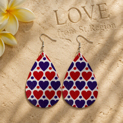 Blue and Red Polystyrene Dot Heart Teardrop Drop Earrings, drop earrings for women, dainty minimalist design, lifestyle look