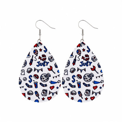 White and Blue Polystyrene '4Th Of July' Party Drop Earrings, drop earrings for women, everyday style, side view