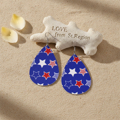Blue and Red Polystyrene Star Teardrop Drop Earrings, drop earrings for women, botanical inspired, lifestyle look