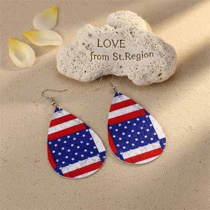 Blue and Red Polystyrene Stars and Stripes Teardrop Drop Earrings, drop earrings for women, lifestyle look