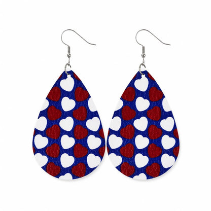 Blue and White Polystyrene Heart Teardrop Drop Earrings, drop earrings for women, dainty minimalist design, side view