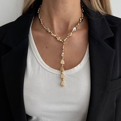 Goldtone Hammered Drop Y-Necklace, everyday style, lifestyle look