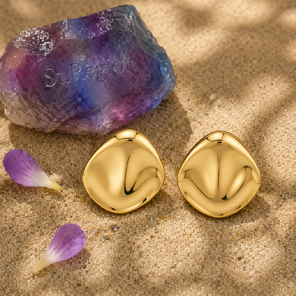Goldtone Uneven Rhombus Statement Earrings