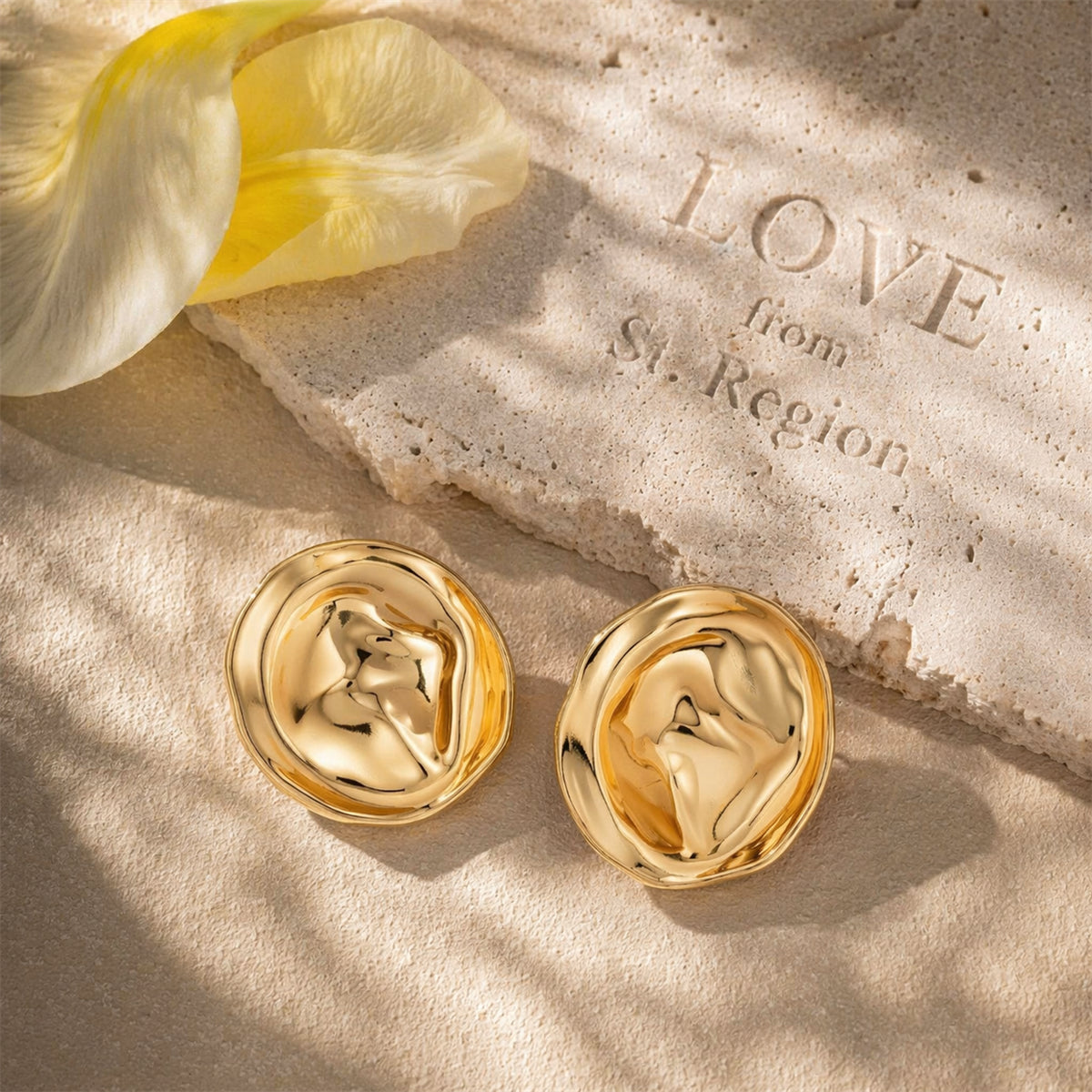 Goldtone Hat Statement Stud Earrings
