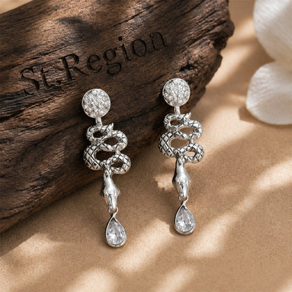 Cubic Zirconia & Silver-Plated Snake Ear Jackets