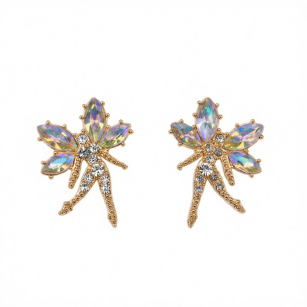 Iridescent Crystal and Cubic Zirconia Fairy Stud Earrings, cubic zirconia stud earrings for women, everyday style, side view