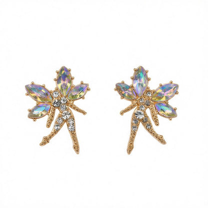 Iridescent Crystal and Cubic Zirconia Fairy Stud Earrings, cubic zirconia stud earrings for women, everyday style, side view