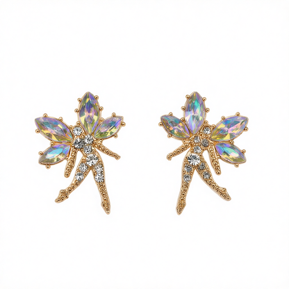 Iridescent Crystal & Cubic Zirconia Fairy Stud Earrings