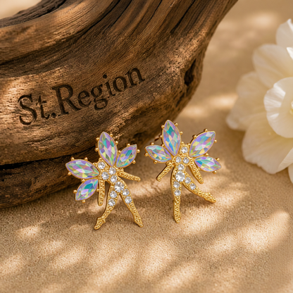 Iridescent Crystal & Cubic Zirconia Fairy Stud Earrings