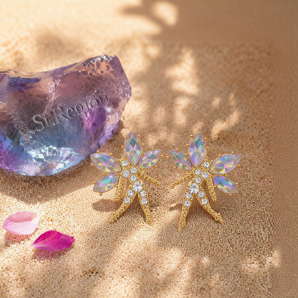 Iridescent Crystal & Cubic Zirconia Fairy Stud Earrings